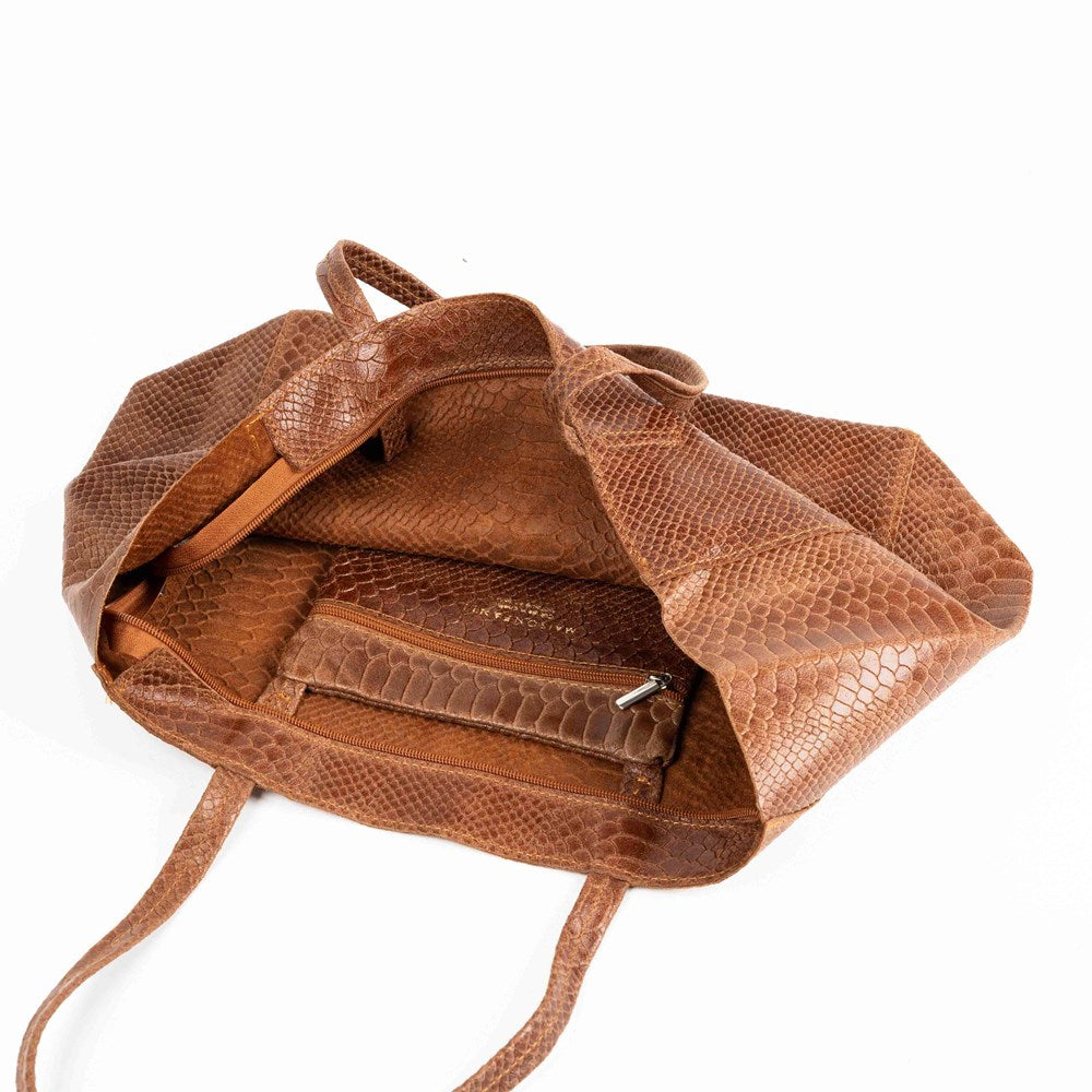 Maison Fanli - Tote Bag - Rectangular - Snake - Camel