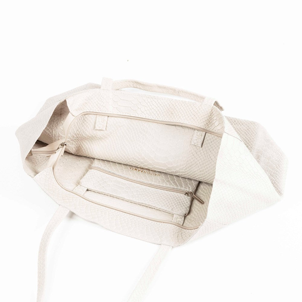 Maison Fanli - Tote Bag - Rectangular - Snake - Cream
