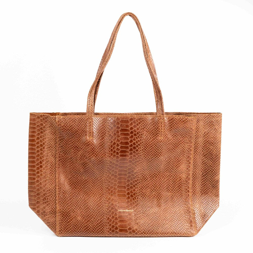 Maison Fanli - Tote Bag - Rectangular - Snake - Camel