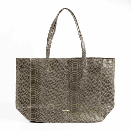 Maison Fanli - Tote Bag - Rectangular - Snake - Khaki
