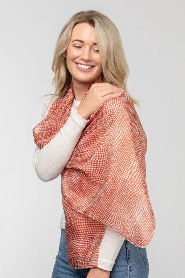 Indus - Silk Scarf - Spot - Rust