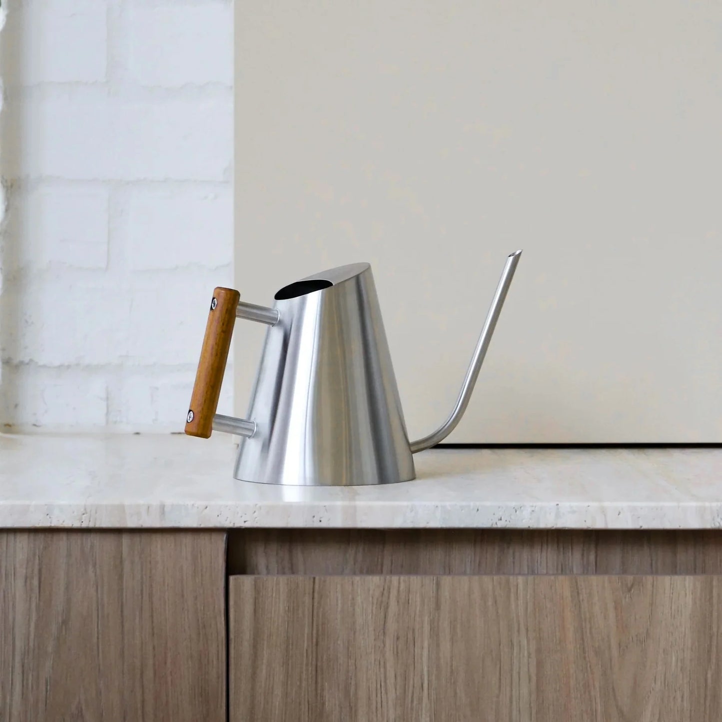 Designstuff - Watering Can - Stainless Steel/stained Wood Handle - 1.3l