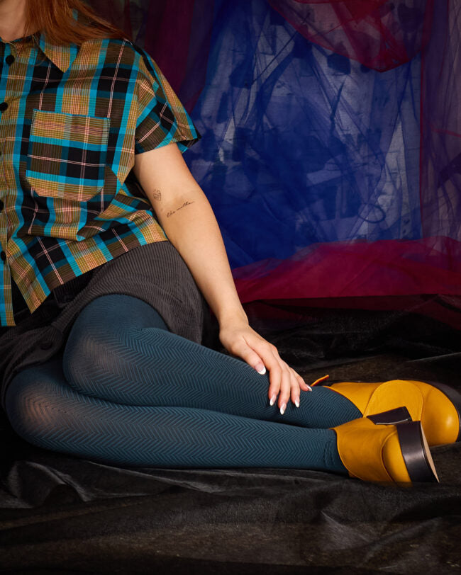 Tightology - Organic Cotton Tights - Weave Blue
