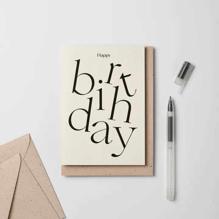 Kinshipped - Type Happy Birthday - Greeting Card