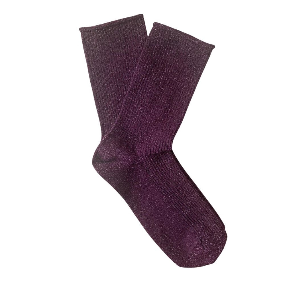 Klue - Glitter Lurex Socks - Burgundy Wine
