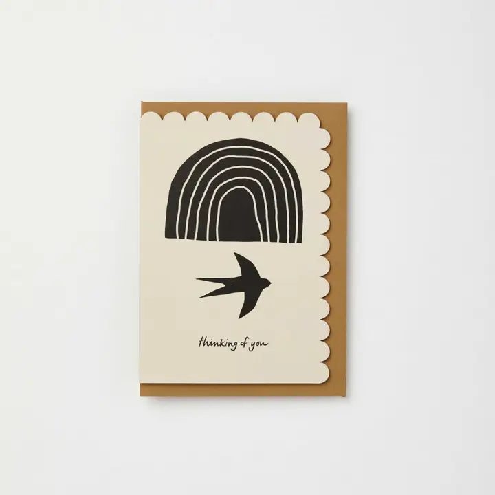 Kinshipped - Thinking Of You - Swallow - Rainbow - Greeting Card