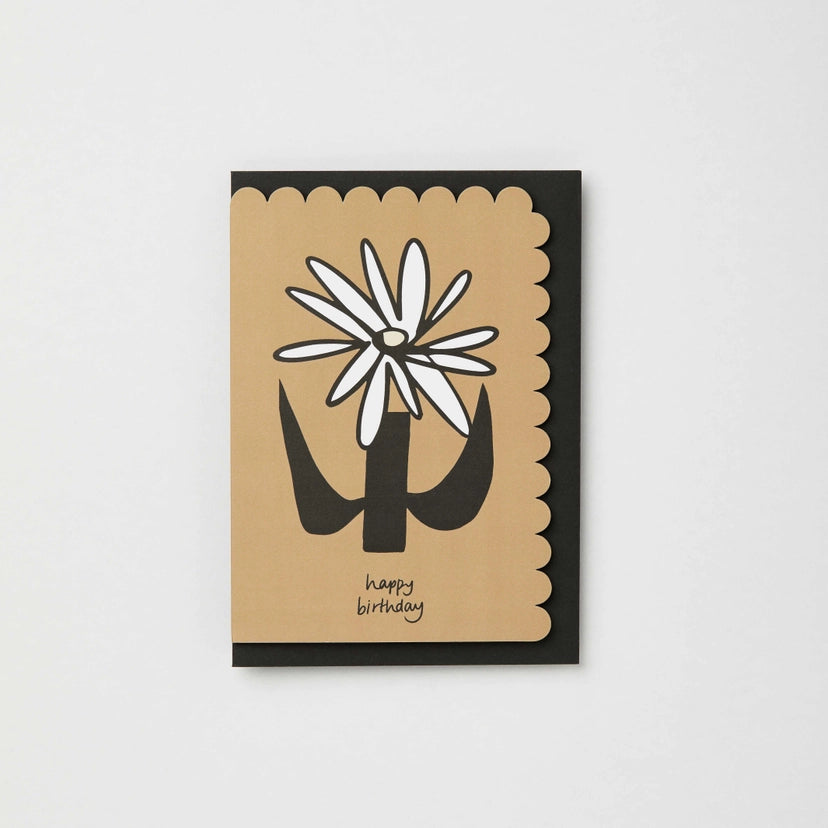 Kinshipped - Happy Birthday - Abstract Brown Dahlia - Greeting Card
