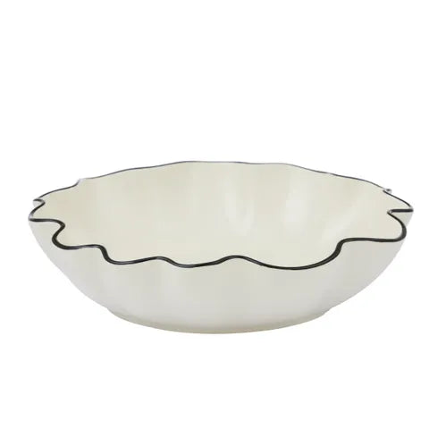 Casa - Winslow Ceramic Bowl -30x7cm - Ivory/black