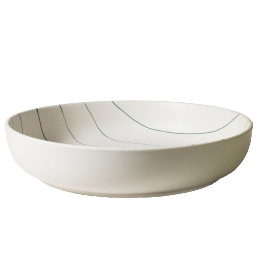Robert Gordon - Salad Bowl - Coastal Junction - Cream With Green Stripe - 28cm