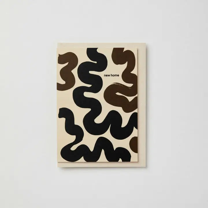 Kinshipped - New Home - Sqiggle - Cream/browm - Greeting Card