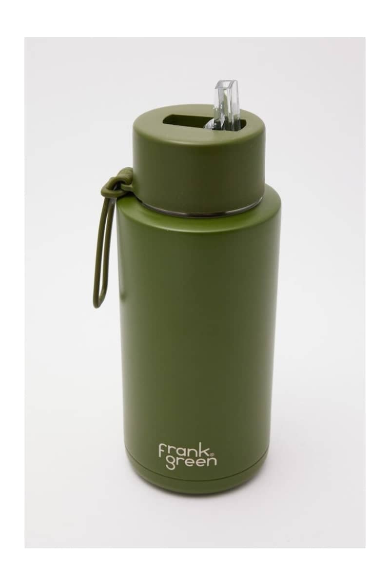 Frank Green - Reusable Bottle With Straw Lid 34Oz/1Lt Khaki Home & Garden > Kitchen Dining Food