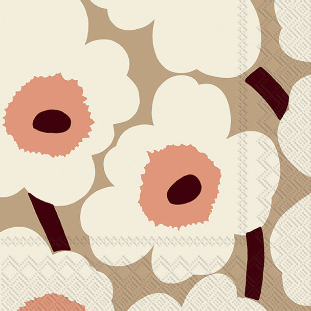 Marimekko - Napkins - Pack Of 20 - Unikko Cream Rose