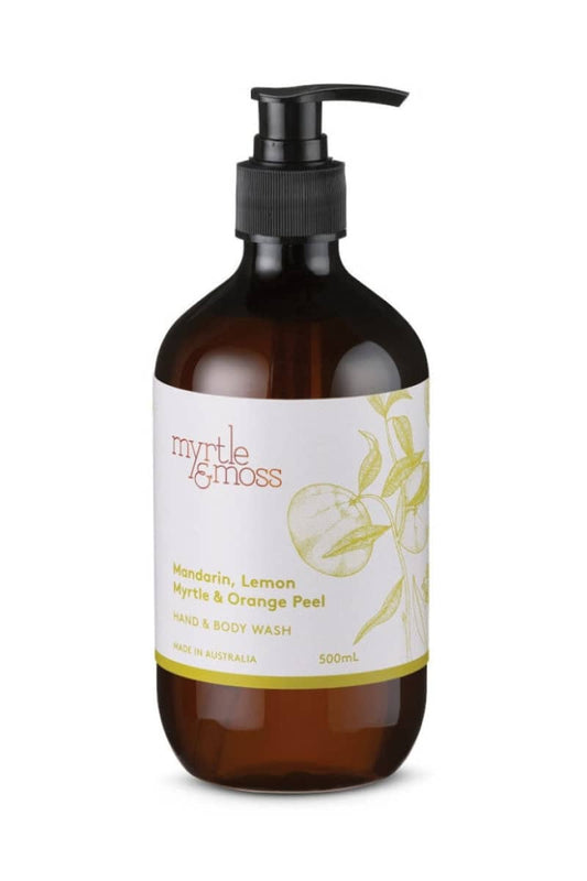 MYRTLE & MOSS - HAND & BODY WASH - MANDARIN, LEMON MYRTLE & ORANGE PEEL - 500ML