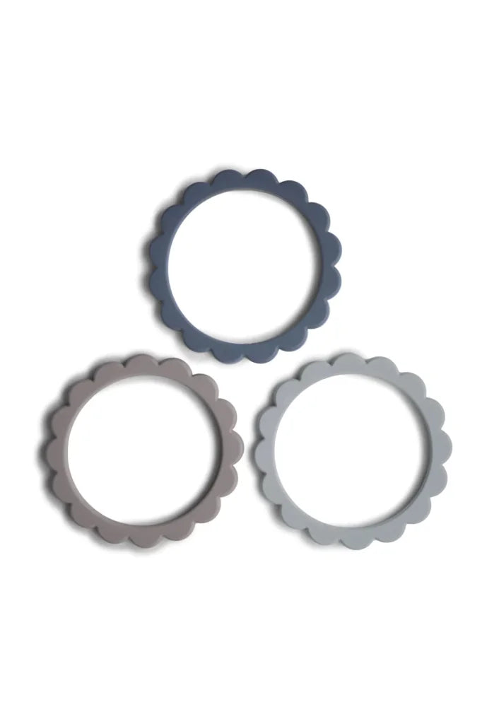 Mushie - Flower Bracelet 3/Pack Dove Grey/Steel/Stone Child