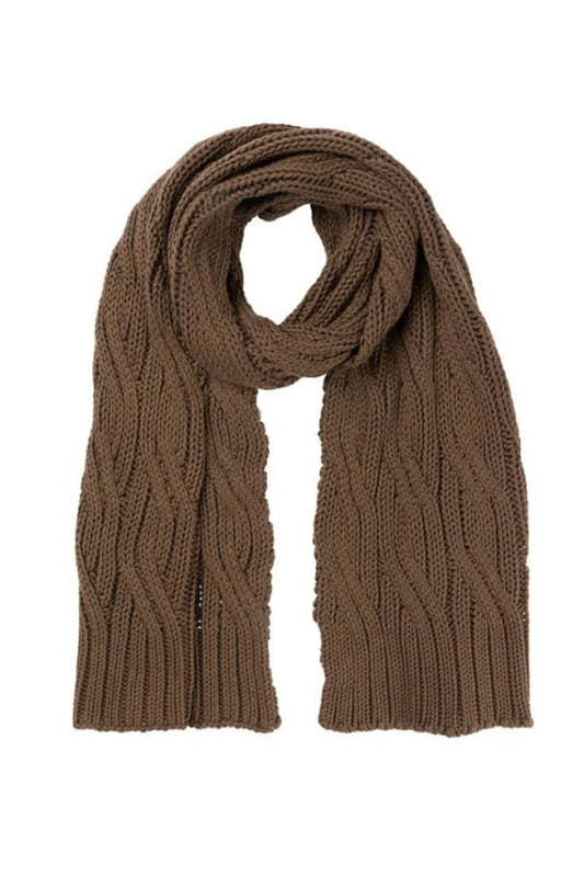 INDUS DESIGN - CHUNKY CABLE KNIT SCARF - BARK