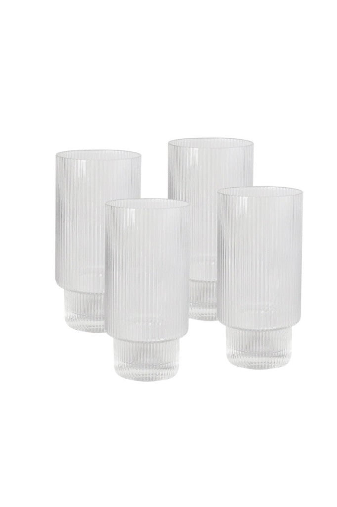 Sage & Cooper - Oscar Ribbed Highball Glass (Set Of 4) Clear Home Garden > Kitchen Dining Tableware