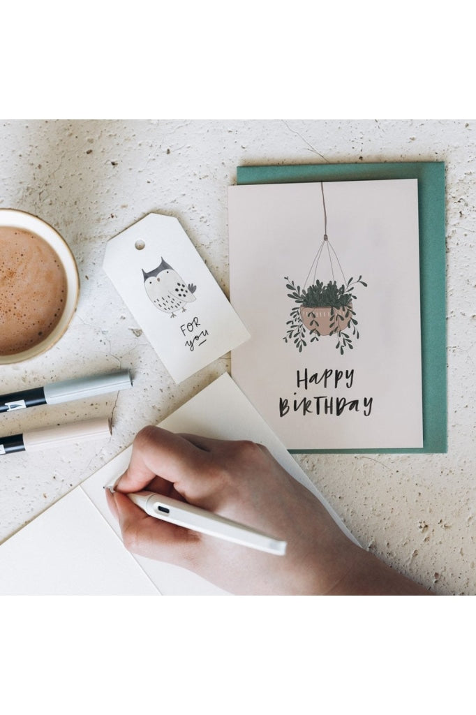 IN THE DAYLIGHT - HANGING PLANT - HAPPY B'DAY - GREETING CARD - Tempted Kensington