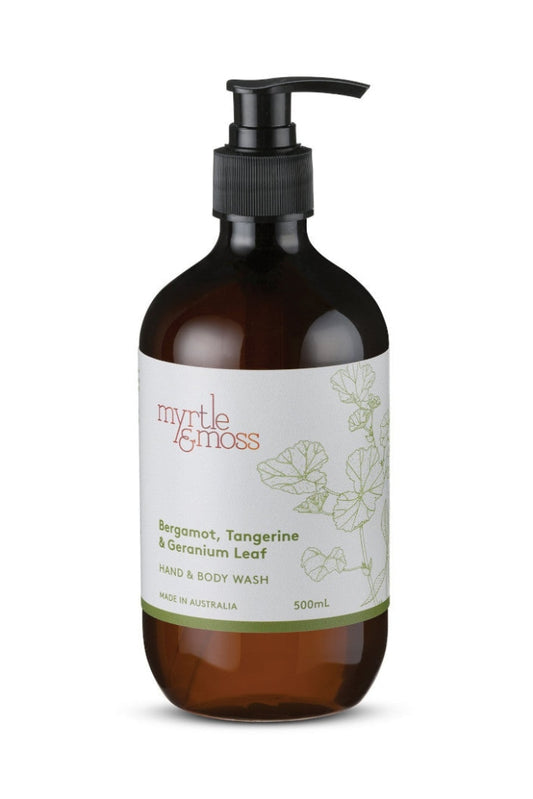 MYRTLE & MOSS - HAND & BODY WASH - BERGAMOT RIND, TANGERINE & GERANIUM LEAF - 500ML