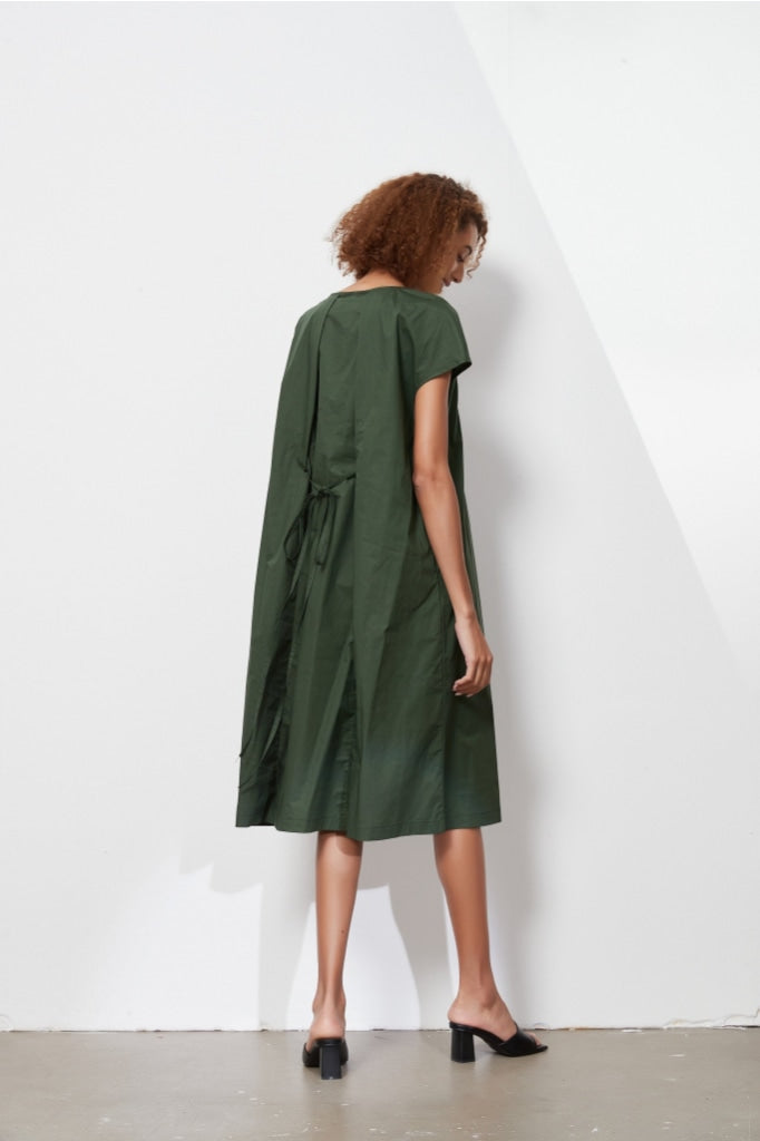 Tirelli - Inverted Tuck Dress S Dark Green