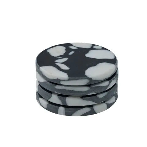 Assemble - Hide Terrazzo Coasters - Set Of 4 - Black/white