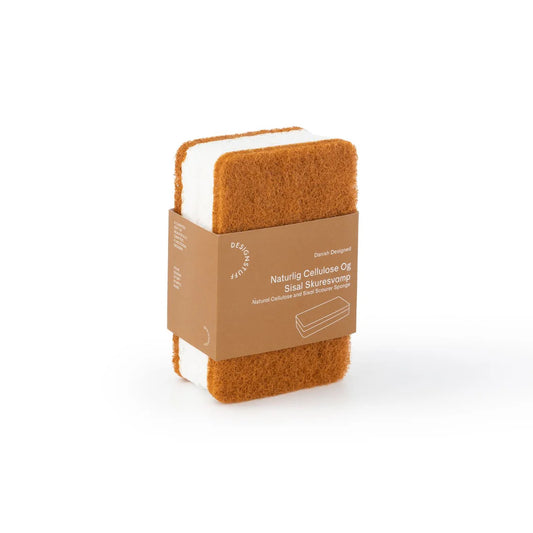 Designstuff - Natural Cellulose And Sisal Scourer Sponge - Cinnamon (set Of 2)