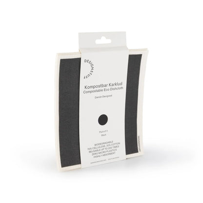 Designstuff - Compostable Eco Dishcloth - Black - (pack Of 3)