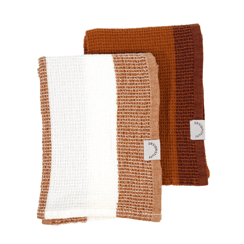 Designstuff - Waffle Teatowel - Cinnamon / White (set Of 2)