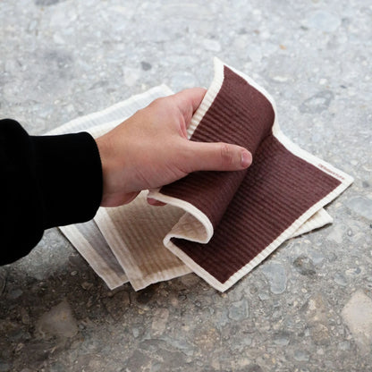Designstuff - Compostable Eco Dishcloth - Burgundy/sand/light Grey(pack Of 3)