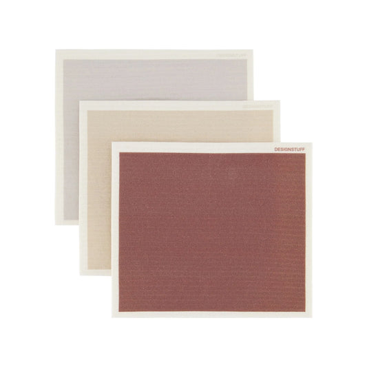 Designstuff - Compostable Eco Dishcloth - Burgundy/sand/light Grey(pack Of 3)