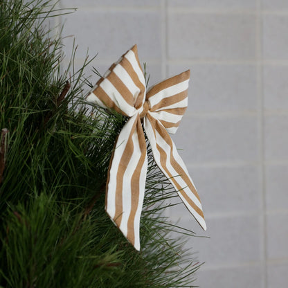 Designstuff - Luva Bow With Tree Clip- Small- H24cm - Cream/fern Stripe