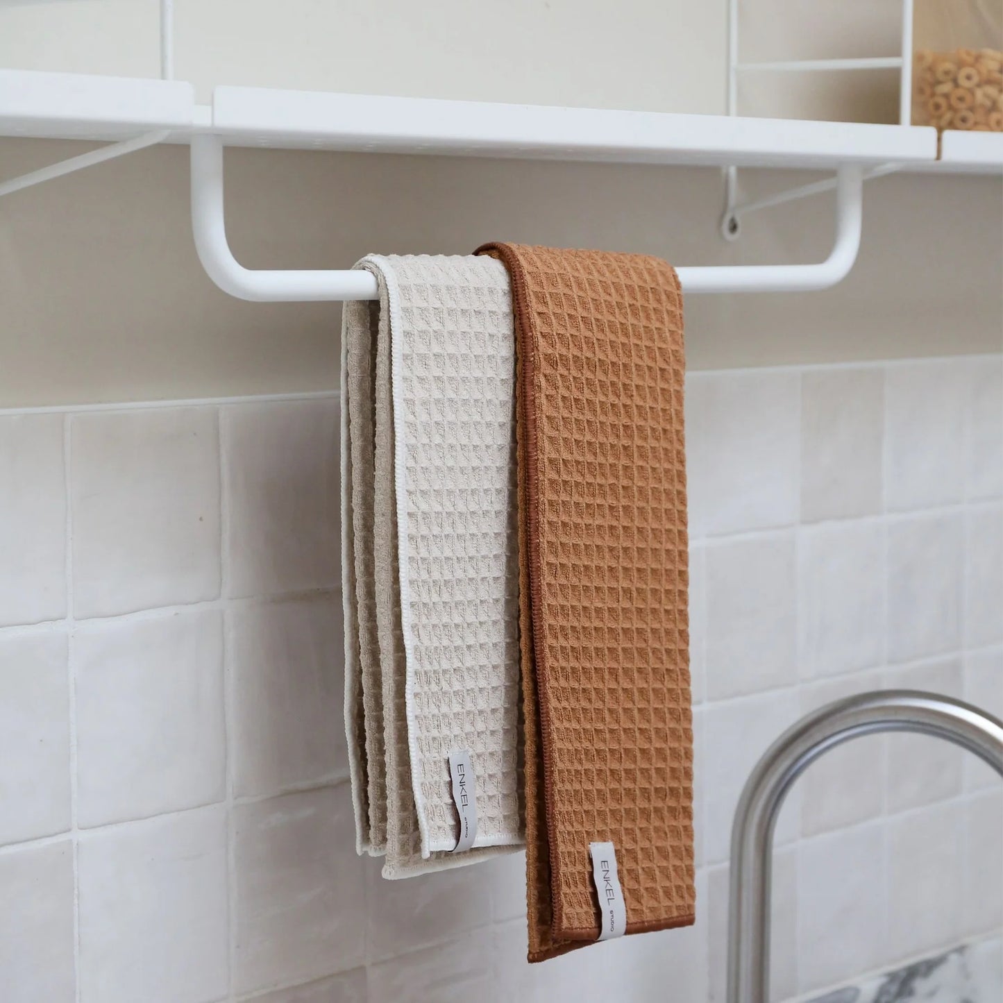 Enkel Studio - Dry Tea Towels - Waffle Microfibre - Set 2 - Sand/caramel