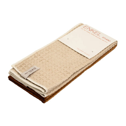 Enkel Studio - Dry Tea Towels - Waffle Microfibre - Set 2 - Sand/caramel