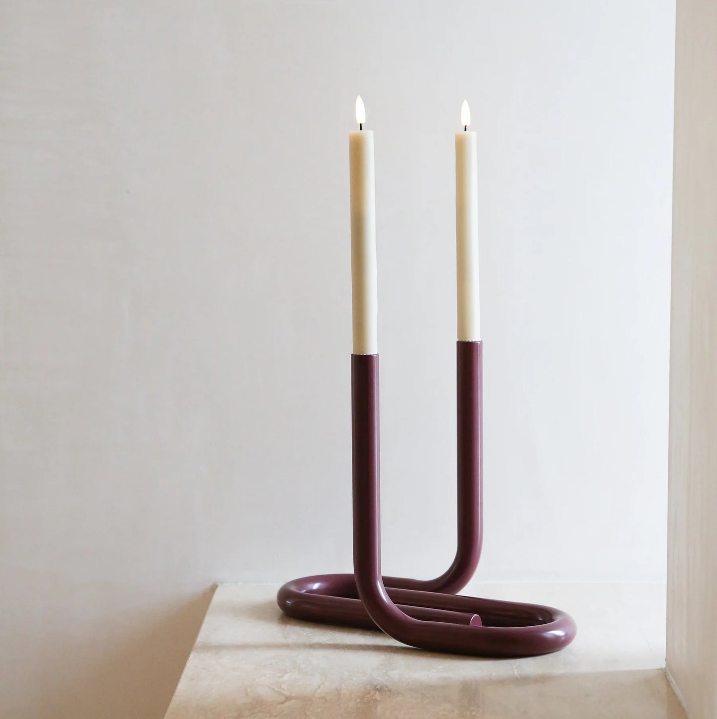 Designstuff - Viah Candleholder - 24l X 13.5w X 26cmh - Burgundy