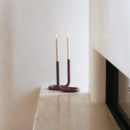 Designstuff - Viah Candleholder - 24l X 13.5w X 26cmh - Burgundy