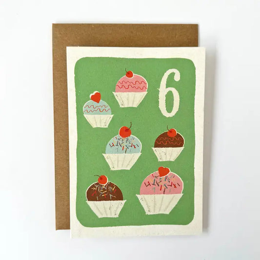 Florence Fry - 6 Cupcakes - Greeting Card