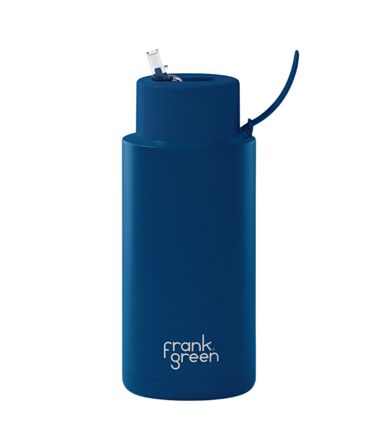 Frank Green - Reusable Bottle With Straw Lid - 34oz/1lt- Deep Ocean