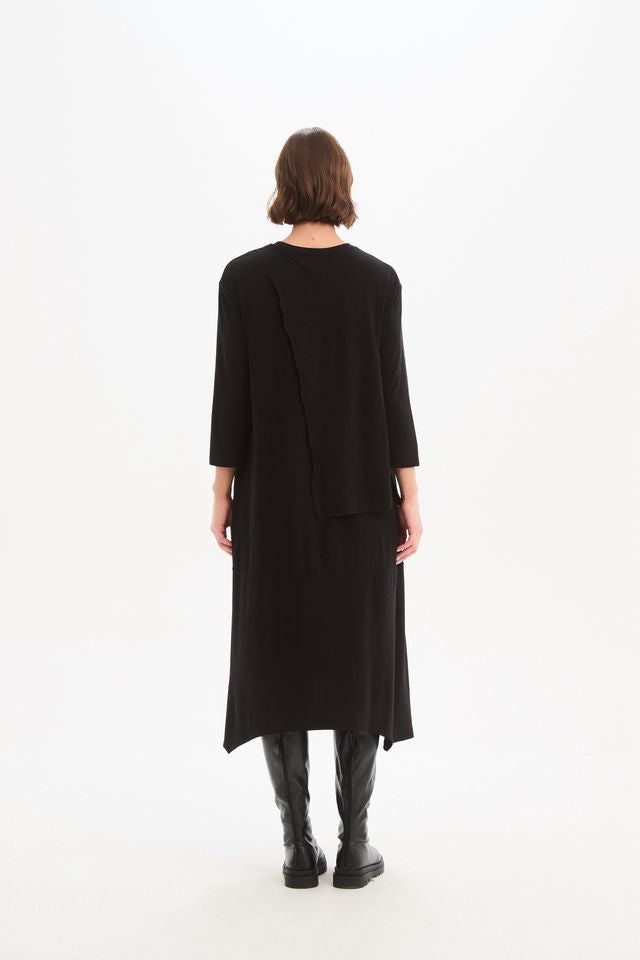 Tirelli - Overlay Panel Knit Dress - Black