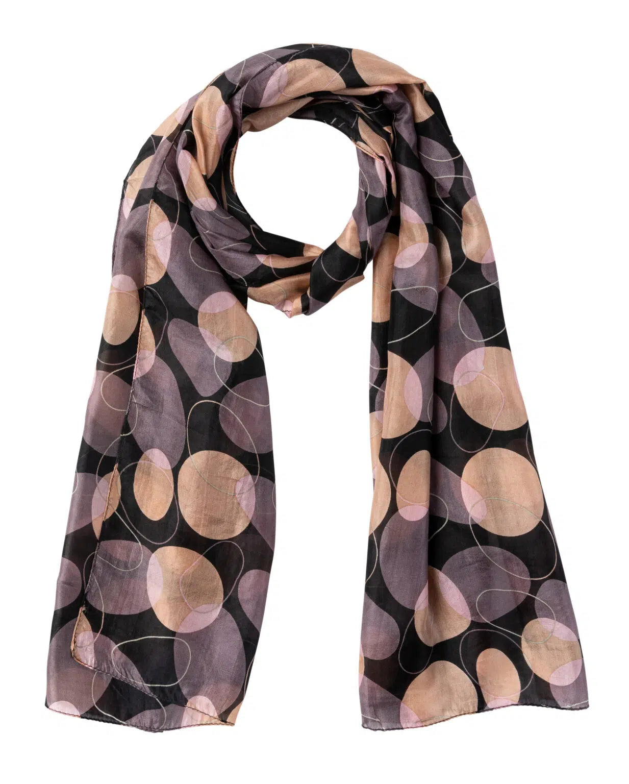 Indus - Silk Scarf - Organic Shapes - Chocolate