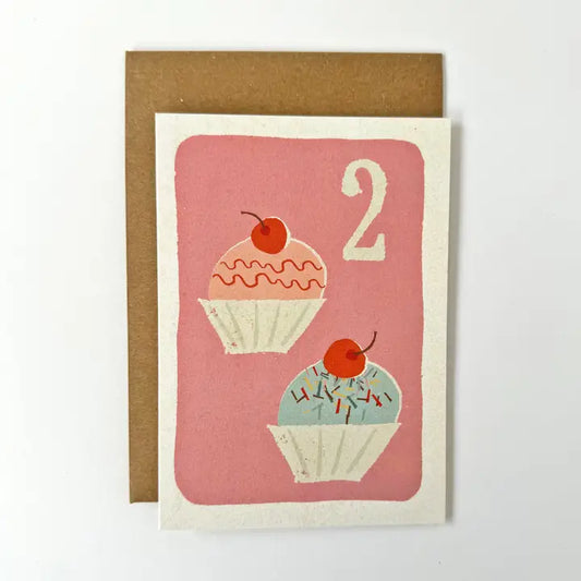 Florence Fry - 2 Cupcakes - Greeting Card