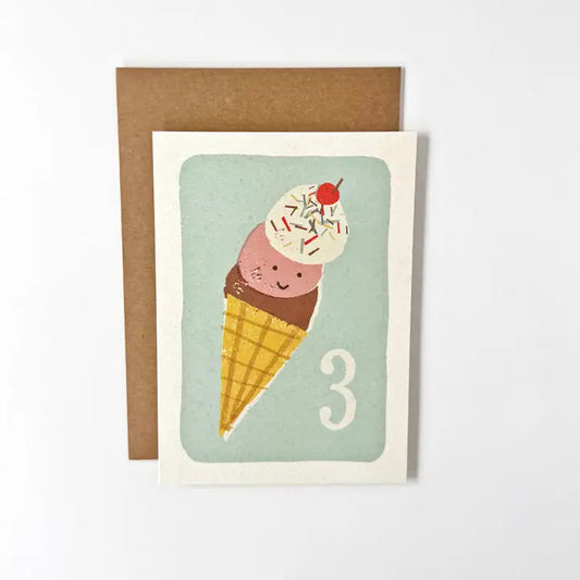 Florence Fry - 3 Icecream Scoops - Greeting Card