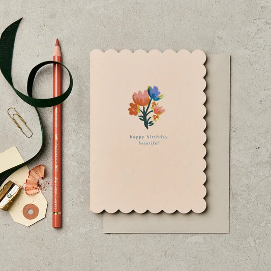 Katie Leamon - Happy Birthday Beautiful - Scallop - Greeting Card