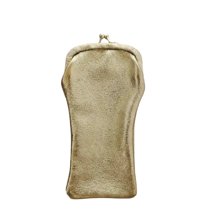 Leather Glasses Case With Retro Clasp - Gold