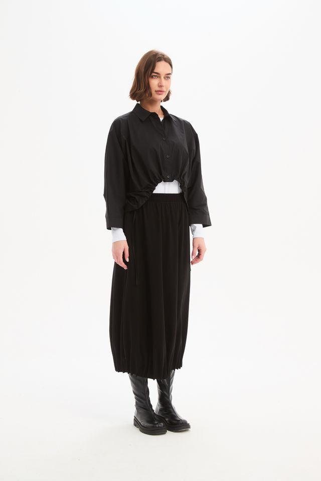 Tirelli - Jersey Pin Tuck Hem Skirt - Black