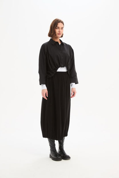 Tirelli - Jersey Pin Tuck Hem Skirt - Black
