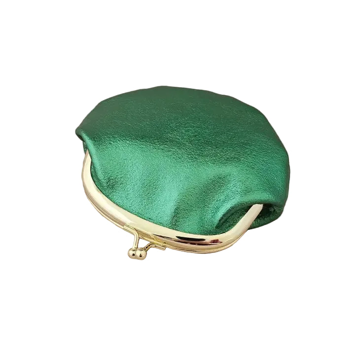 Leather Retro Clasp Purse - Grass