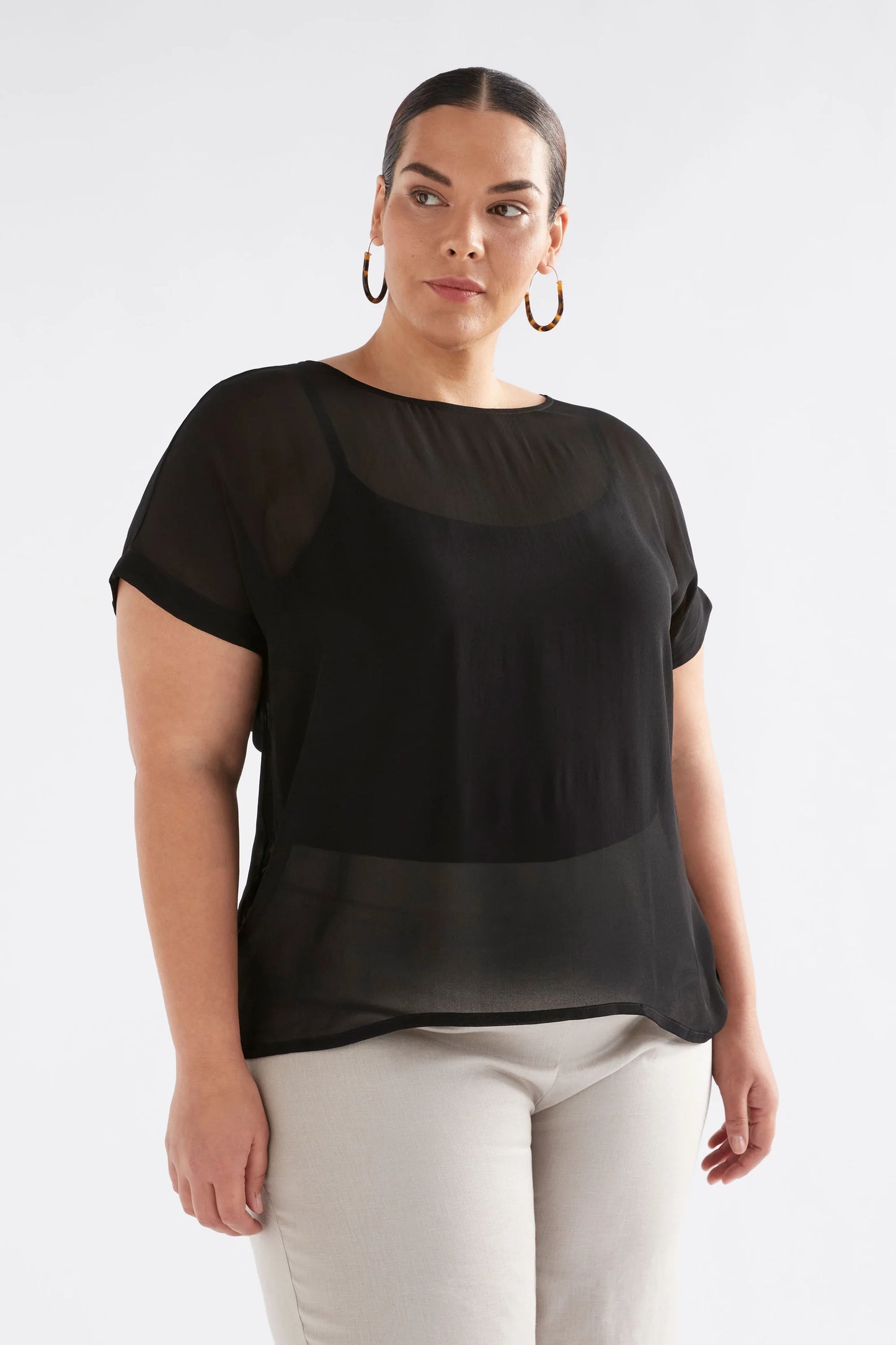 Elk The Label - Sheer Webb Top - 8 - Black