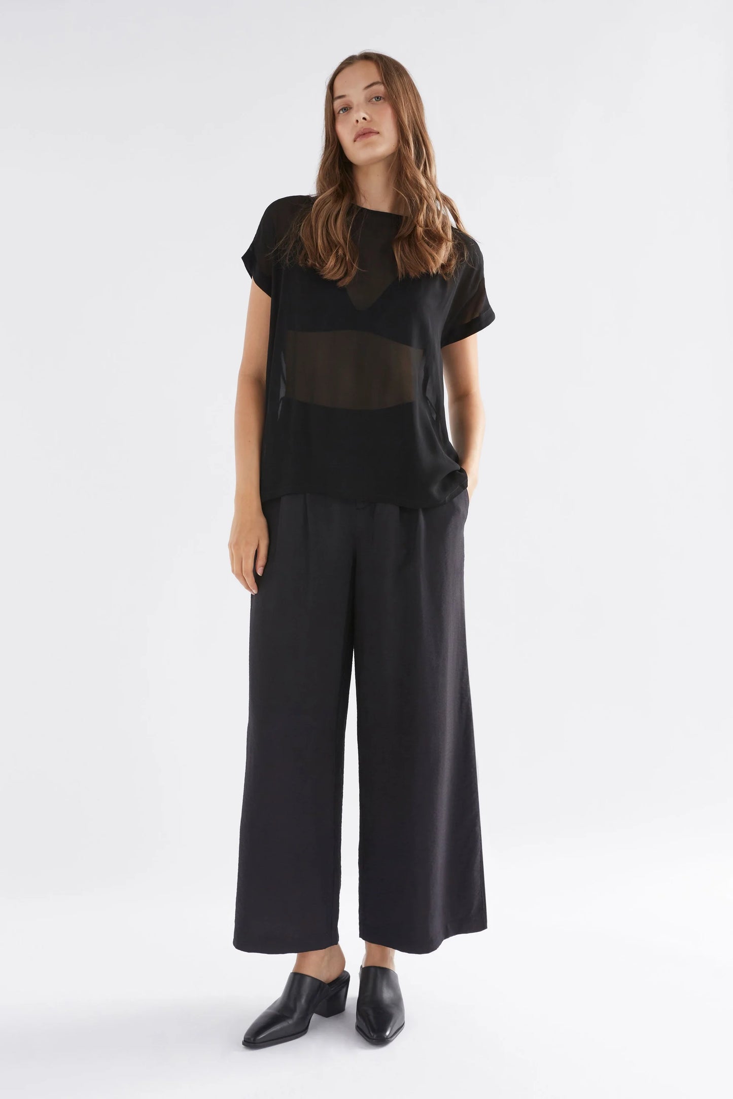 Elk The Label - Sheer Webb Top - 8 - Black