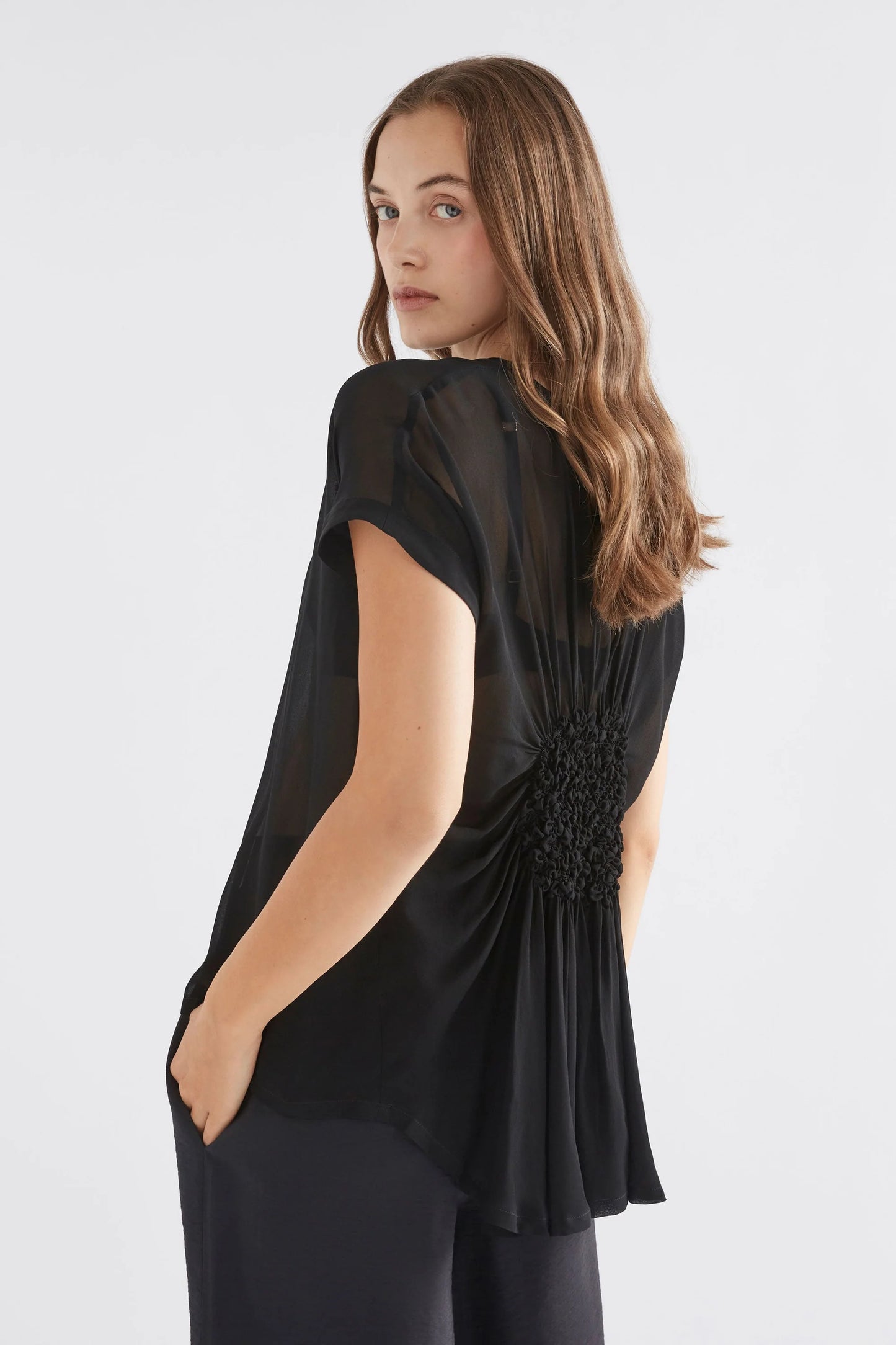 Elk The Label - Sheer Webb Top - 8 - Black