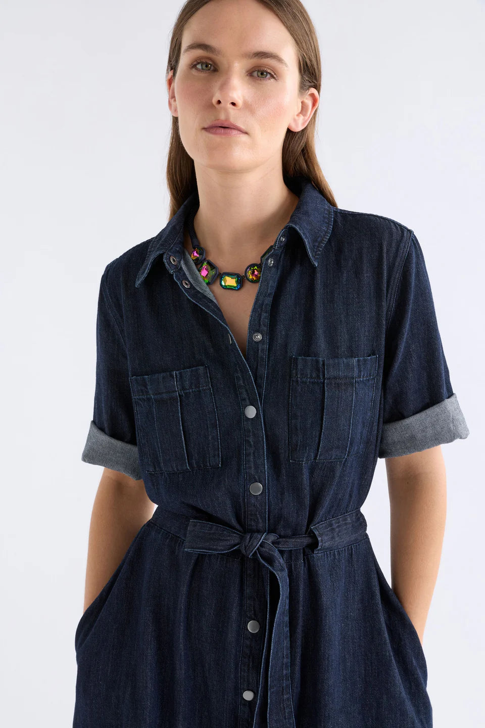 Elk The Label - Valor Shirt Dress - Mid Blue Denim
