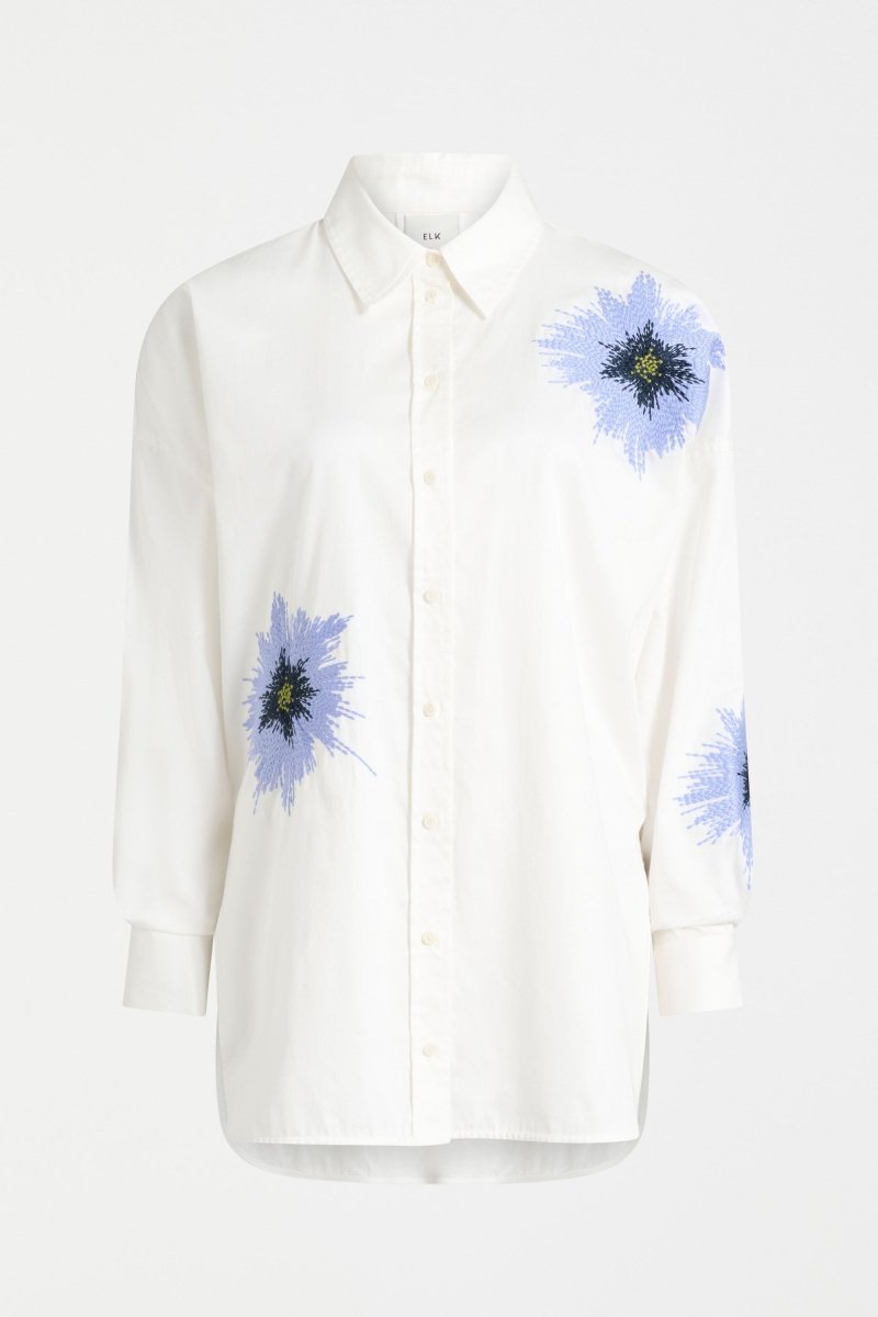 Elk The Label - Eiren Relaxed Shirt - White / Lilac Blue